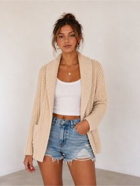 Sen Chunky Open Front Sweater Cardigan | size Small